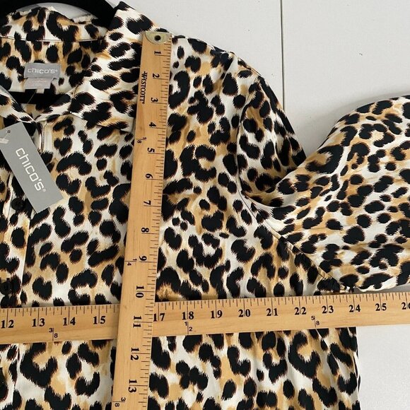 Chicos Sandwash Satin Animal Print Shirt Womens 3 US XL Button Up Modal - Picture 10 of 12